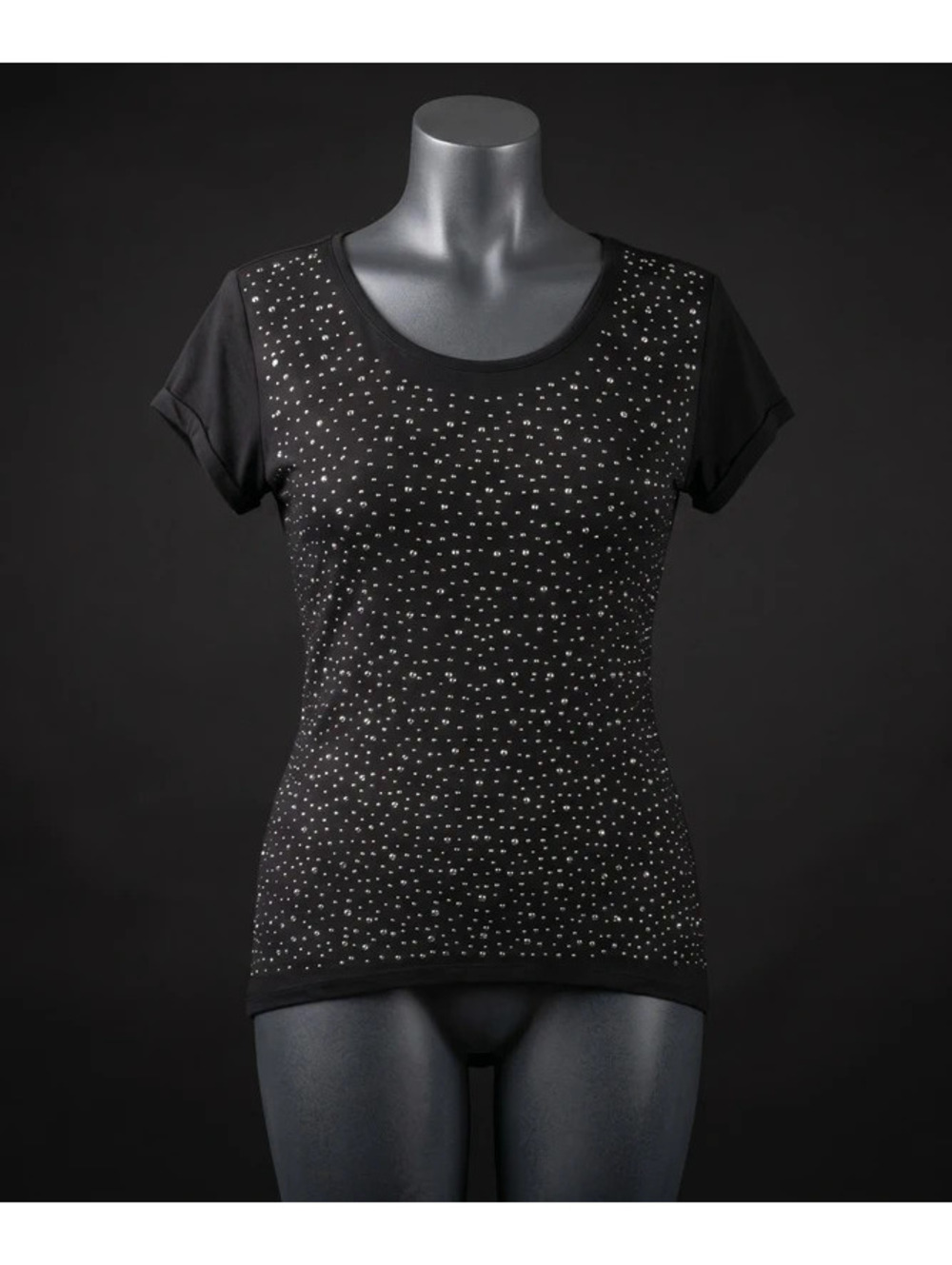 Torrid Black Rhinestone Studded Short Sleeve Top Size 1 (1X)